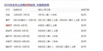 2018清明节假期放假安排